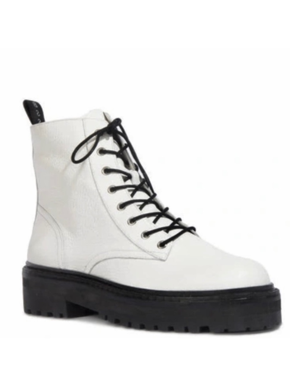 BLACK SUEDE STUDIO WHITE LEATHER COMBAT BOOTS